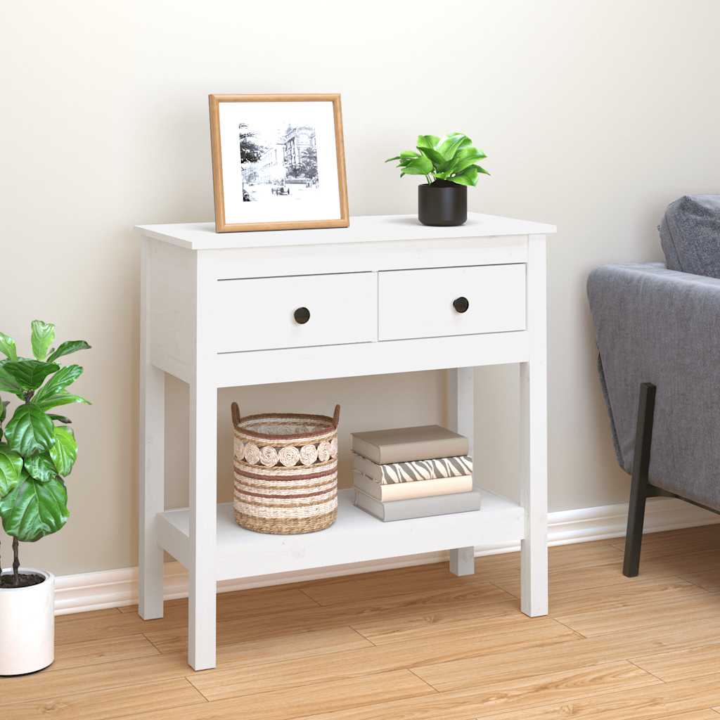 Table console Blanc 75x35x75 cm Bois massif de pin - XIOS