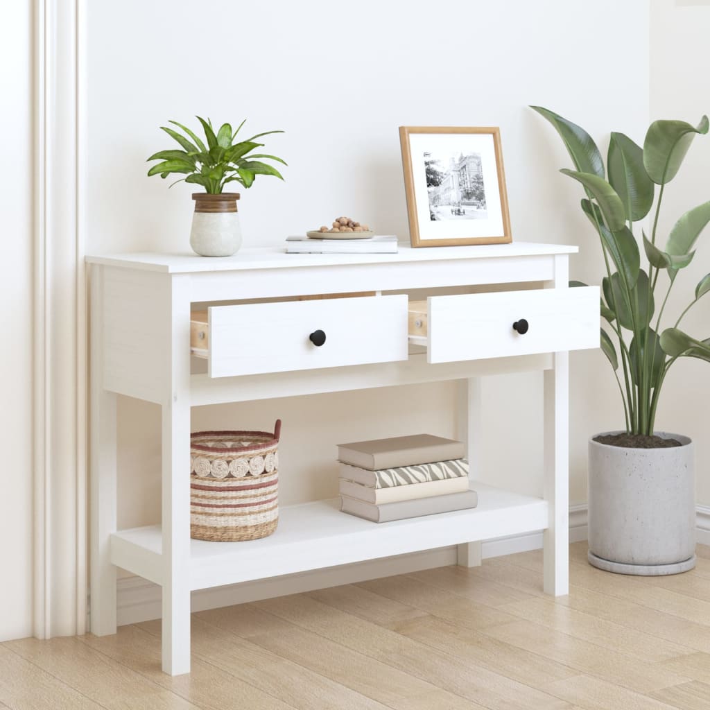 Table console Blanc 100x35x75 cm Bois massif de pin - XIOS