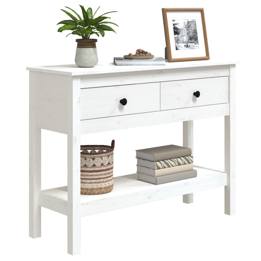 Table console Blanc 100x35x75 cm Bois massif de pin - XIOS