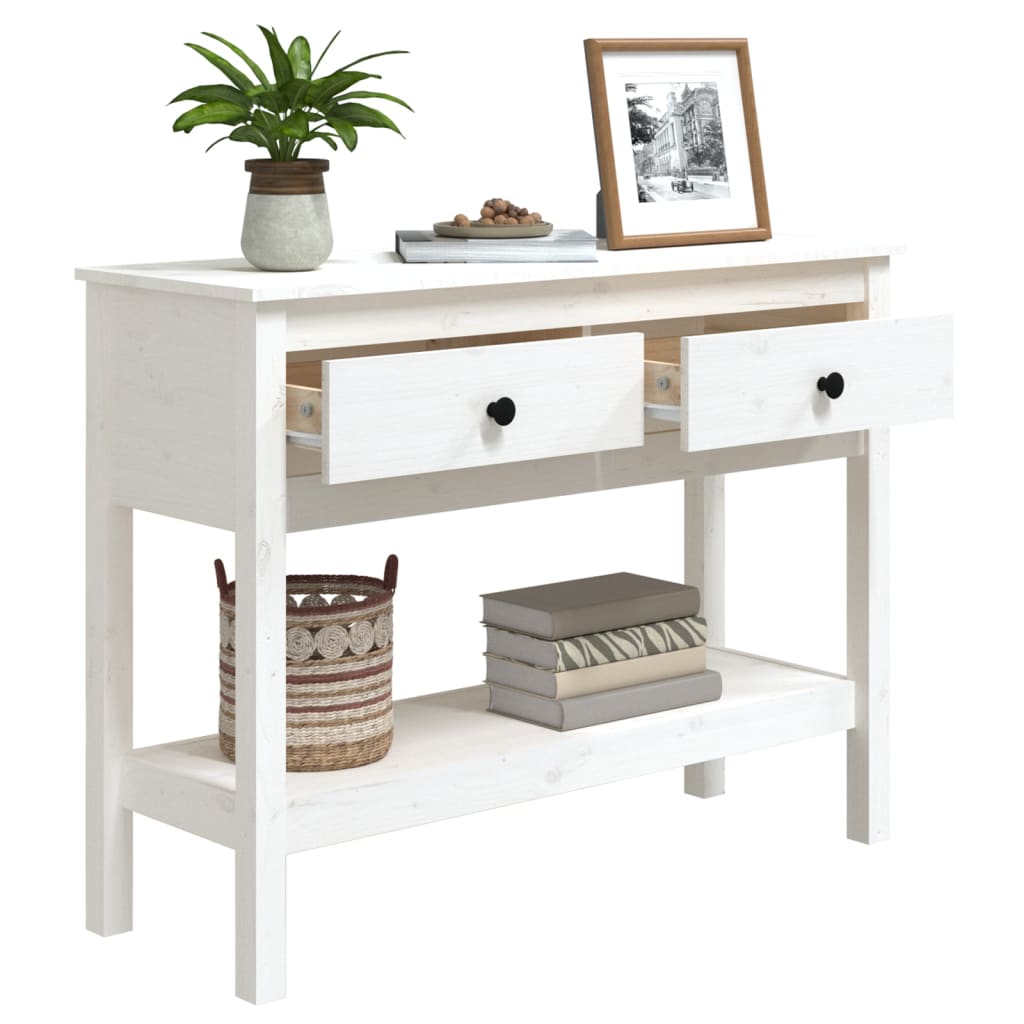 Table console Blanc 100x35x75 cm Bois massif de pin - XIOS
