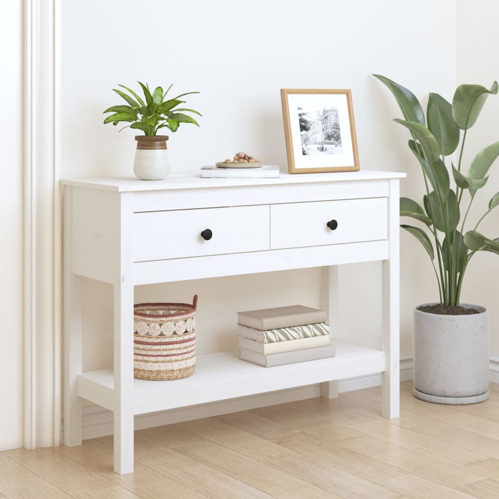 Table console Blanc 100x35x75 cm Bois massif de pin - XIOS