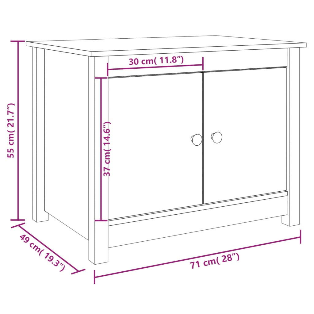 Table basse Marron miel 71x49x55 cm Bois massif de pin - XIOS