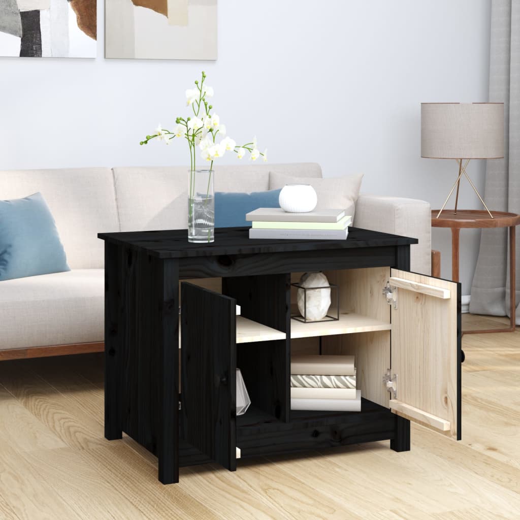 Table basse Noir 71x49x55 cm Bois massif de pin - XIOS