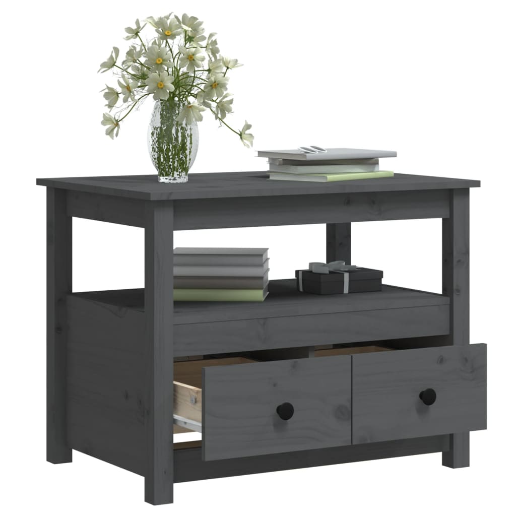 Table basse Gris 71x49x55 cm Bois massif de pin - XIOS