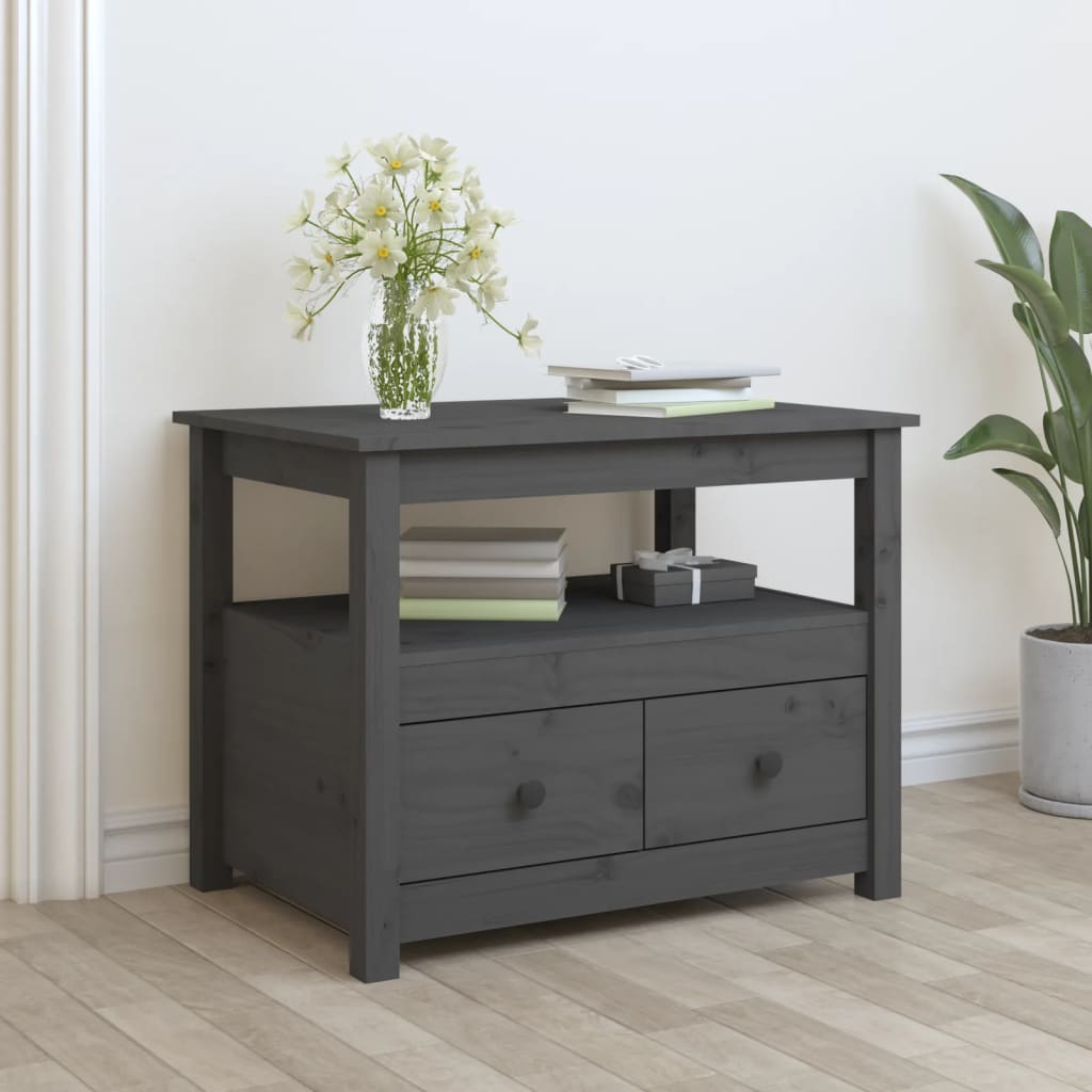 Table basse Gris 71x49x55 cm Bois massif de pin - XIOS