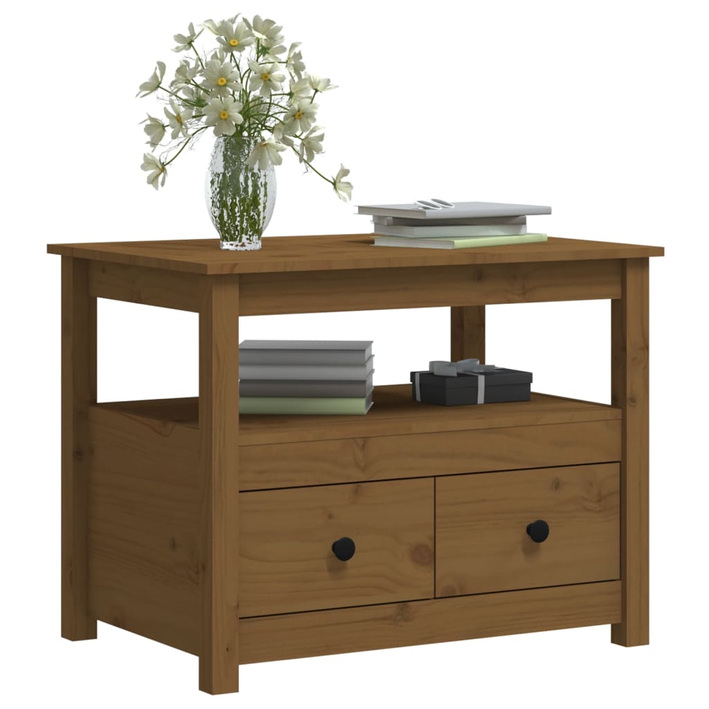 Table basse Marron miel 71x49x55 cm Bois massif de pin - XIOS