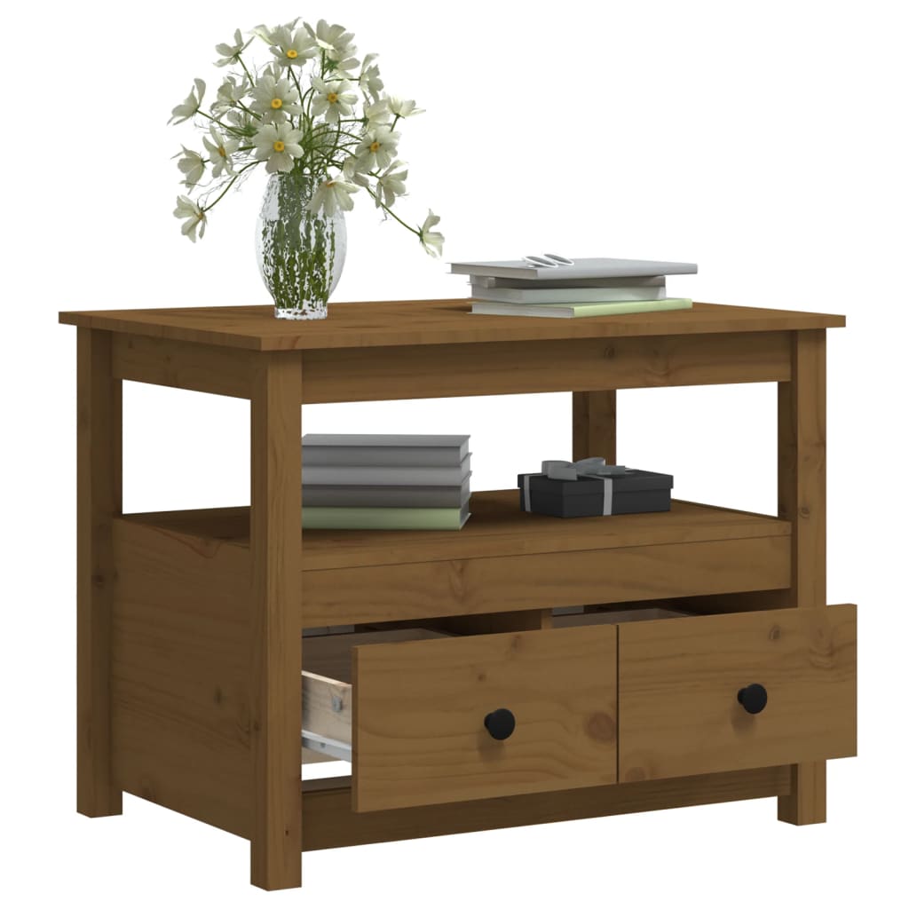 Table basse Marron miel 71x49x55 cm Bois massif de pin - XIOS