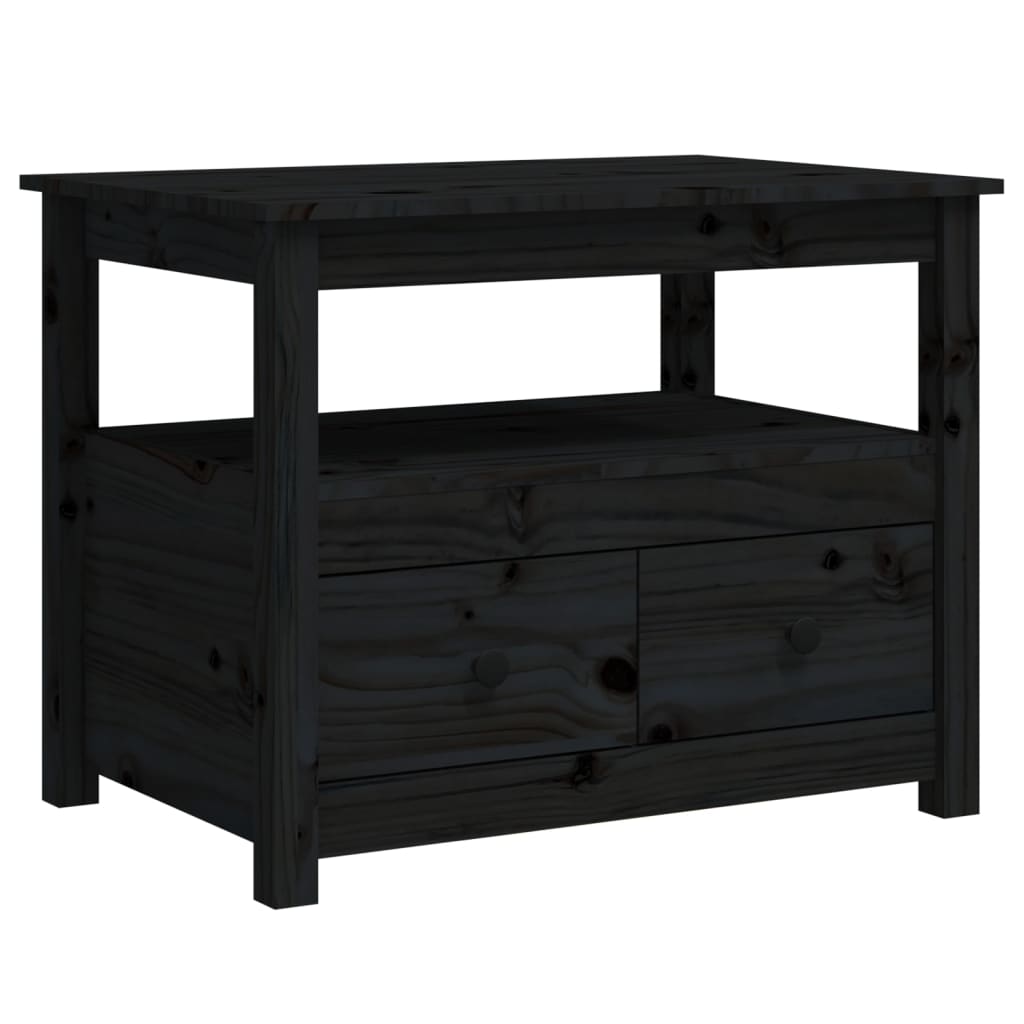 Table basse Noir 71x49x55 cm Bois massif de pin - XIOS