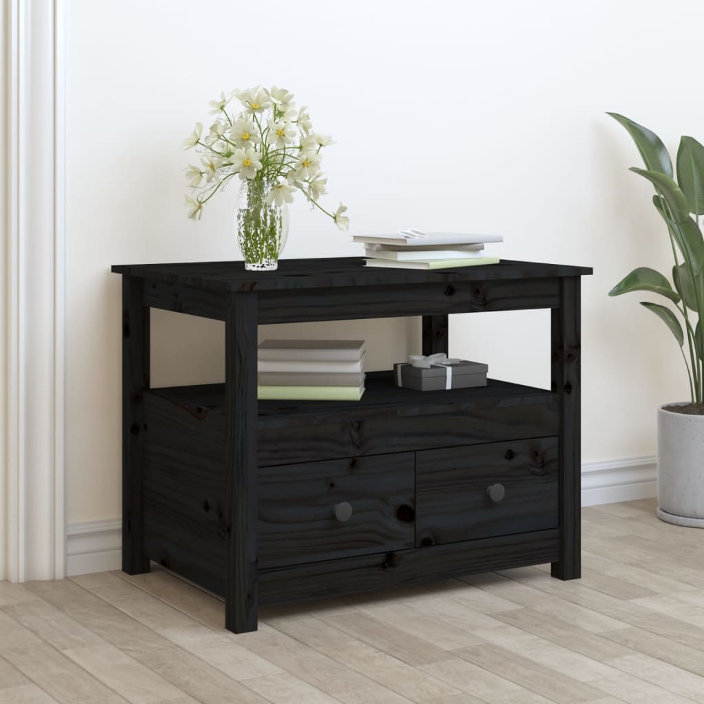 Table basse Noir 71x49x55 cm Bois massif de pin - XIOS