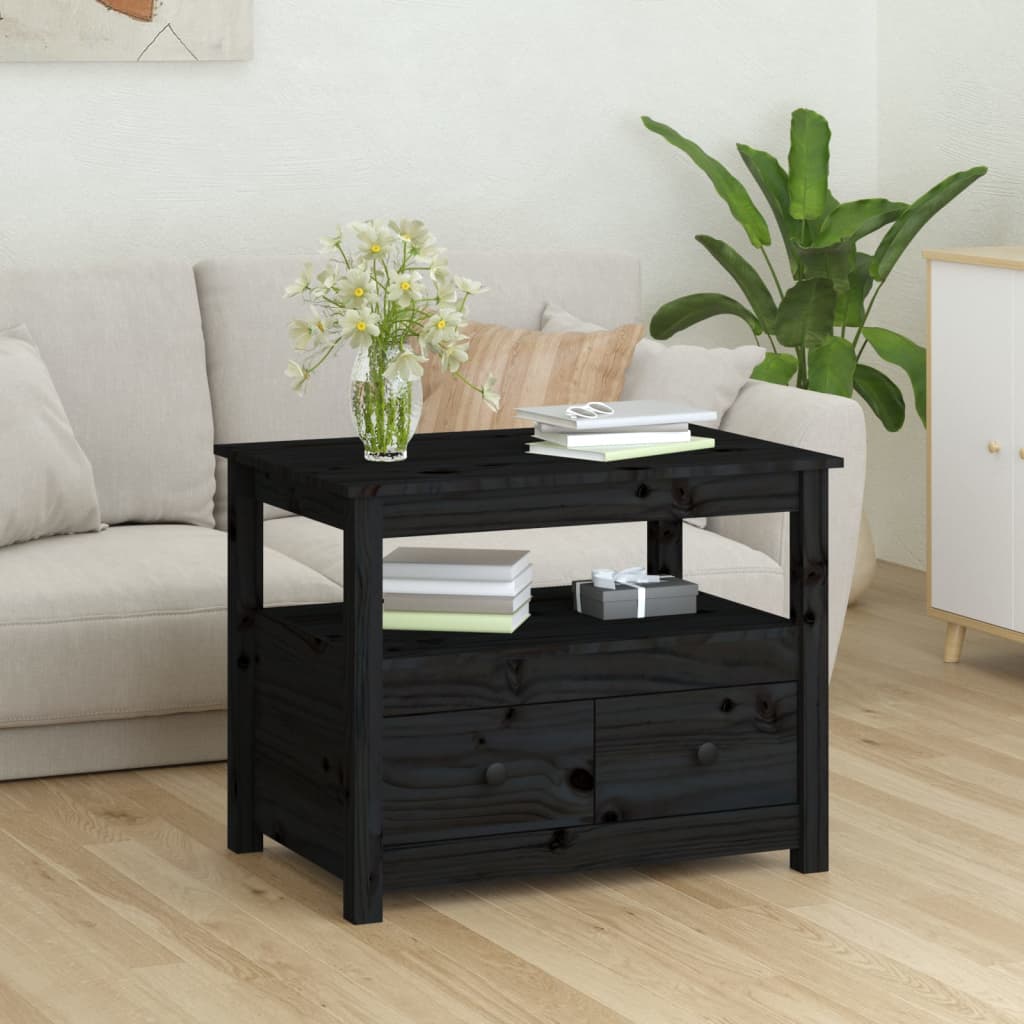 Table basse Noir 71x49x55 cm Bois massif de pin - XIOS