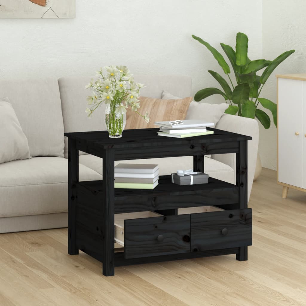 Table basse Noir 71x49x55 cm Bois massif de pin - XIOS