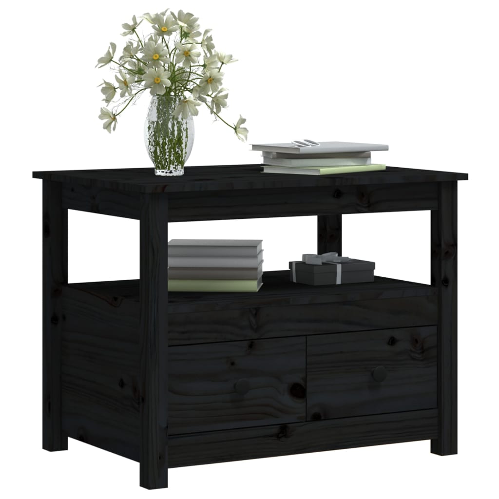 Table basse Noir 71x49x55 cm Bois massif de pin - XIOS