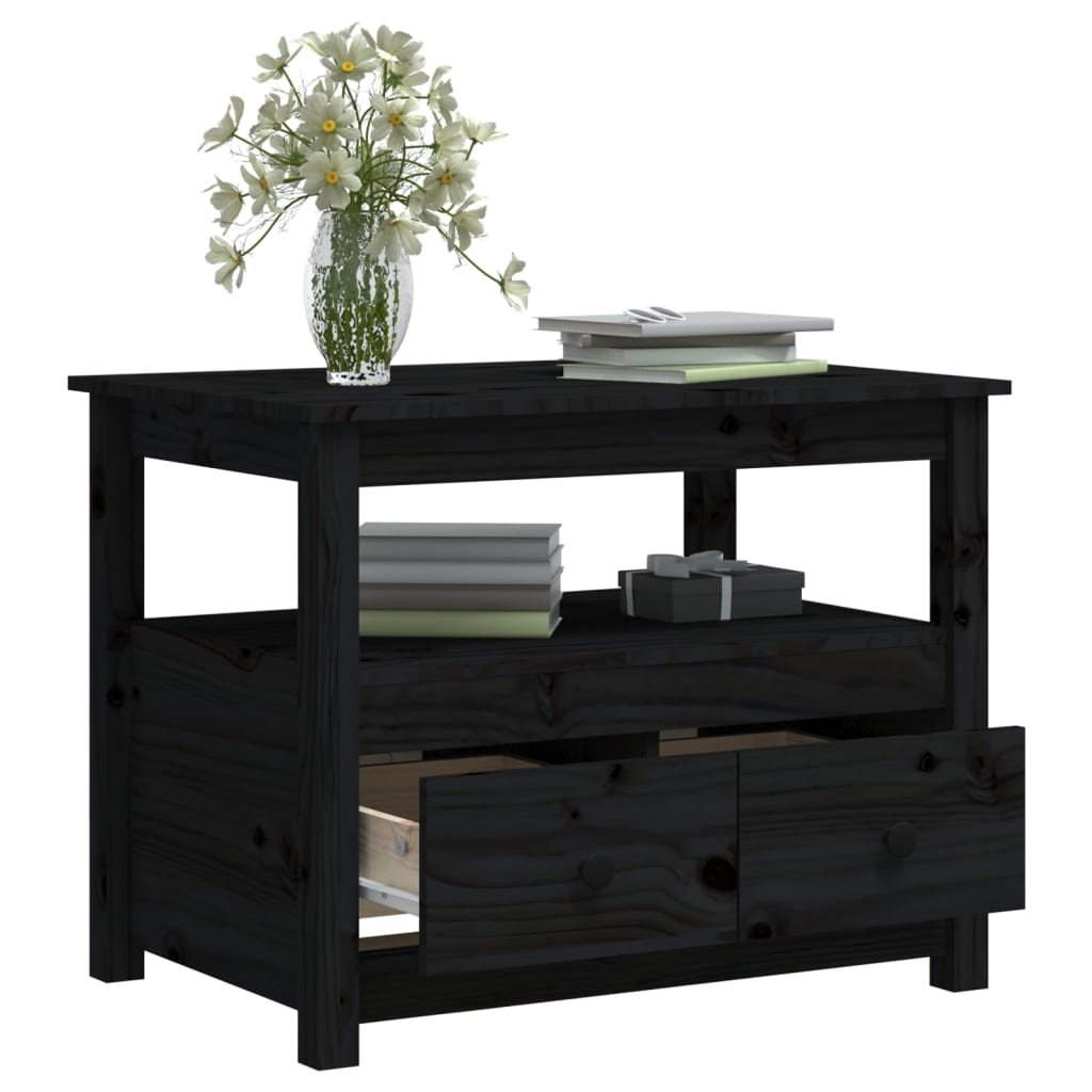 Table basse Noir 71x49x55 cm Bois massif de pin - XIOS