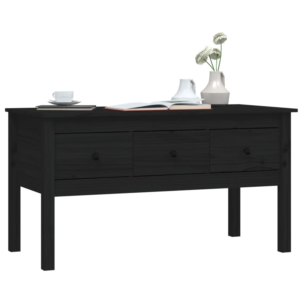Table basse Noir 102x49x55 cm Bois massif de pin - XIOS