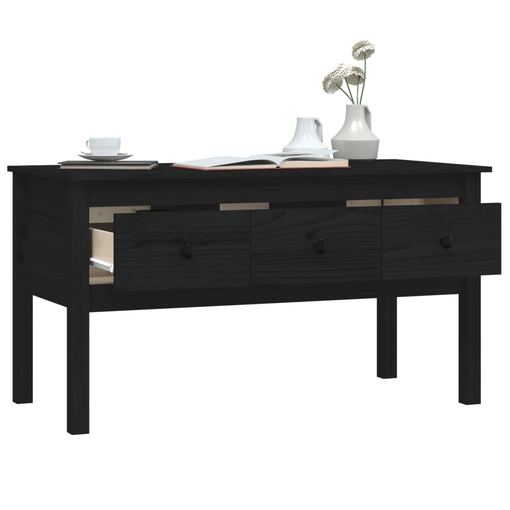 Table basse Noir 102x49x55 cm Bois massif de pin - XIOS