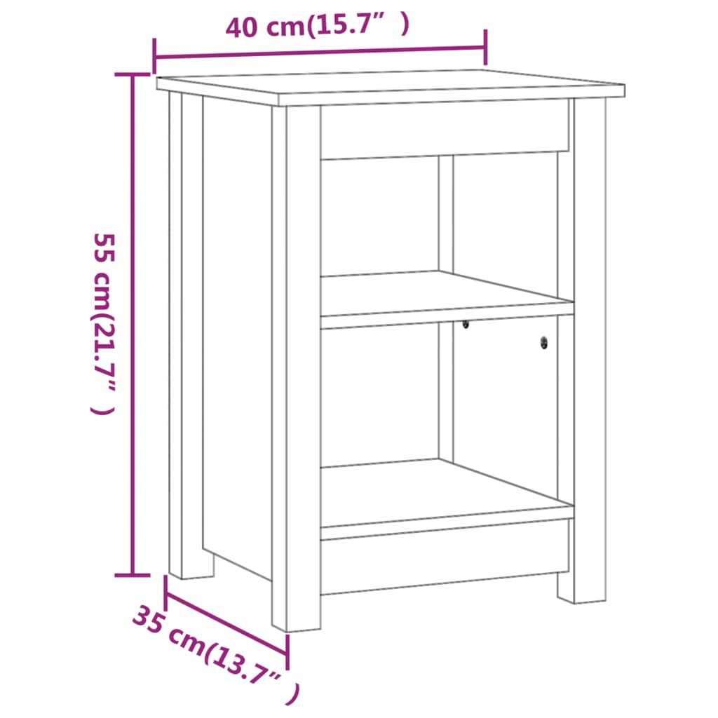 Table de chevet Noir 40x35x55 cm Bois de pin solide - XIOS
