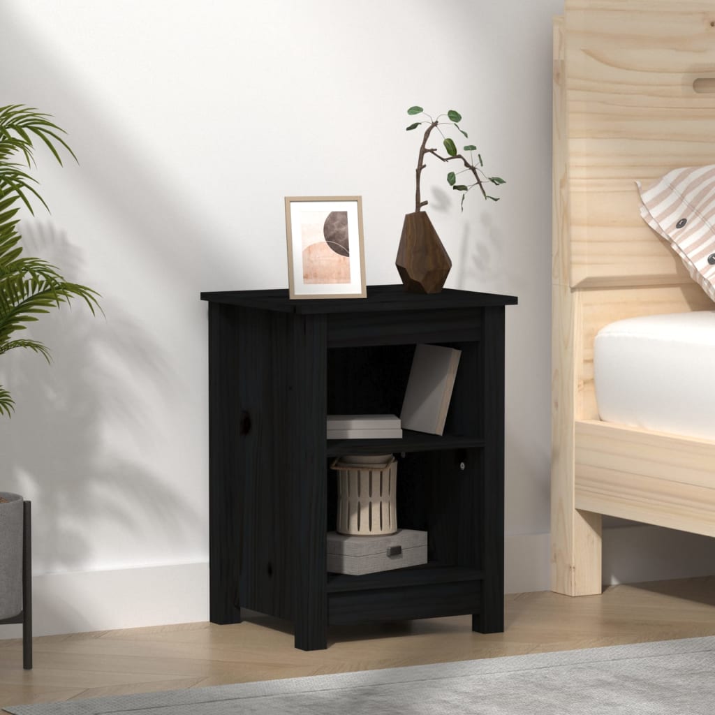 Table de chevet Noir 40x35x55 cm Bois de pin solide - XIOS