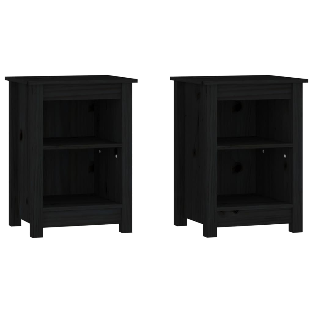 Tables de chevet 2 pcs Noir 40x35x55 cm Bois de pin solide - XIOS