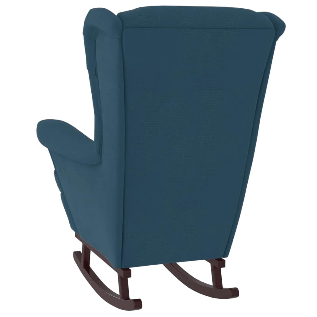 Fauteuil à bascule à oreilles en velours bleu bois massif - XIOS