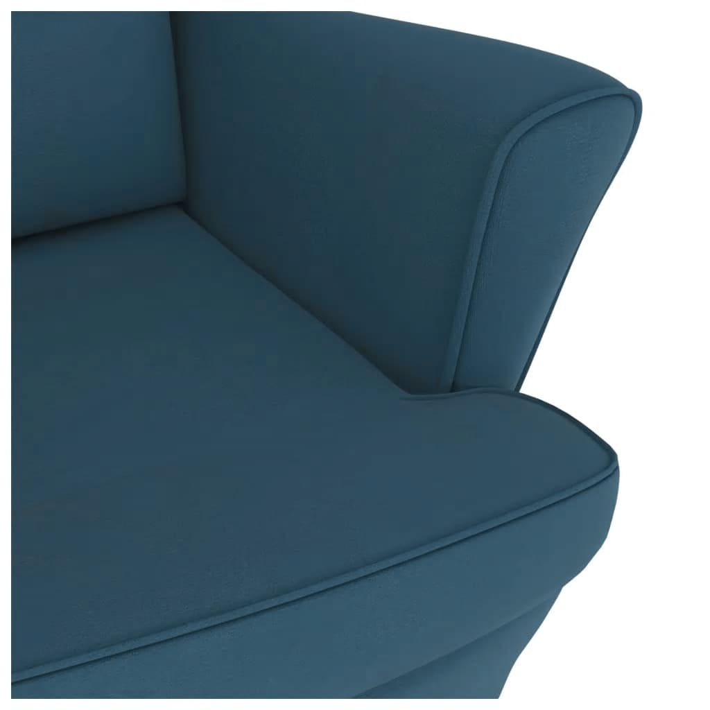Fauteuil à bascule à oreilles en velours bleu bois massif - XIOS