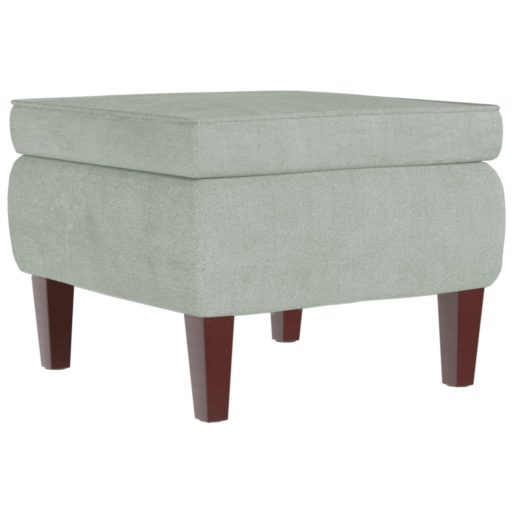 Fauteuil à bascule à oreilles en velours gris clair bois massif - XIOS