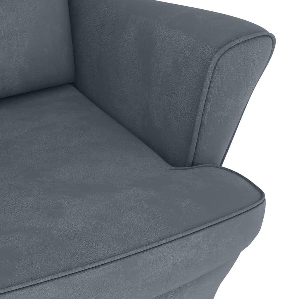 Fauteuil à bascule à oreilles en velours gris foncé bois massif - XIOS