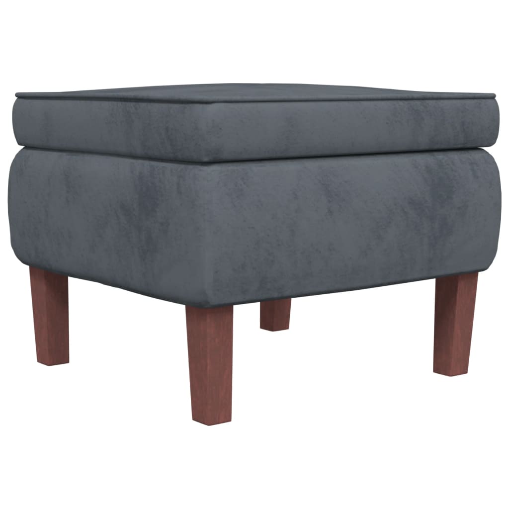 Fauteuil à bascule à oreilles en velours gris foncé bois massif - XIOS