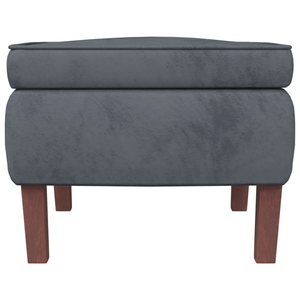 Fauteuil à bascule à oreilles en velours gris foncé bois massif - XIOS