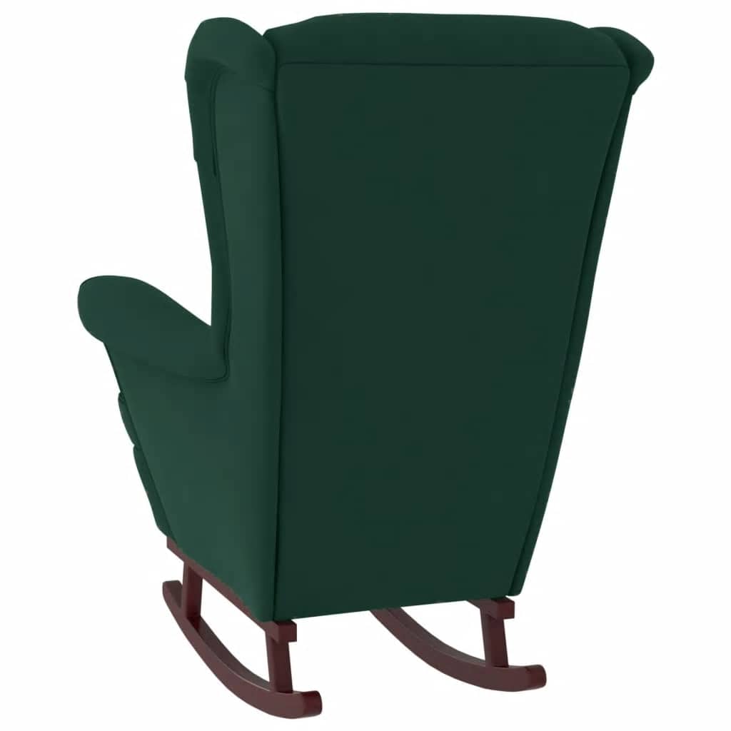 Fauteuil à bascule à oreilles en velours vert foncé bois massif - XIOS