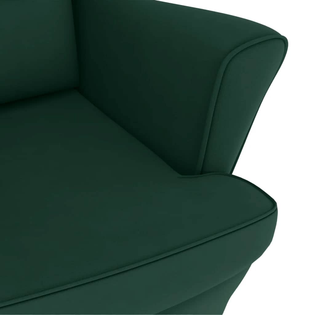 Fauteuil à bascule à oreilles en velours vert foncé bois massif - XIOS