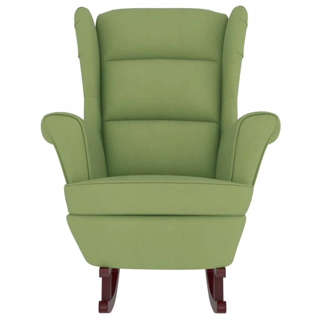 Fauteuil à bascule à oreilles en velours vert clair bois massif - XIOS