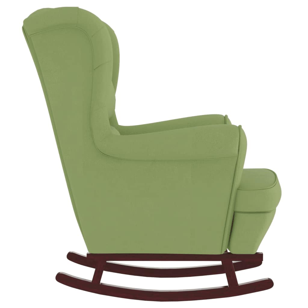Fauteuil à bascule à oreilles en velours vert clair bois massif - XIOS