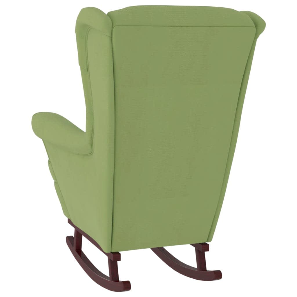 Fauteuil à bascule à oreilles en velours vert clair bois massif - XIOS