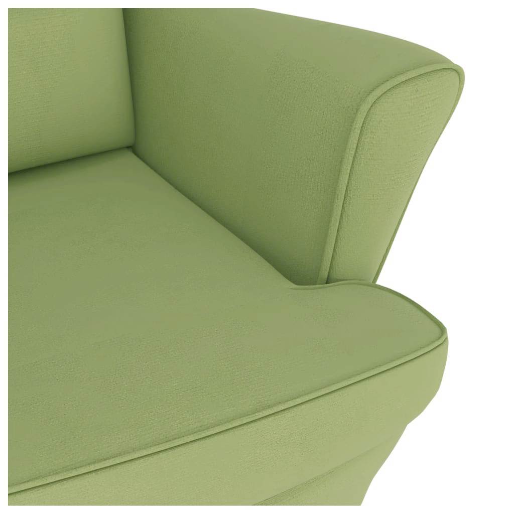 Fauteuil à bascule à oreilles en velours vert clair bois massif - XIOS