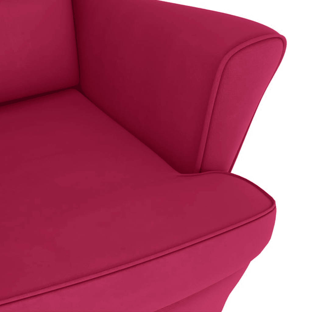 Fauteuil à bascule à oreilles en velours rouge vin bois massif - XIOS