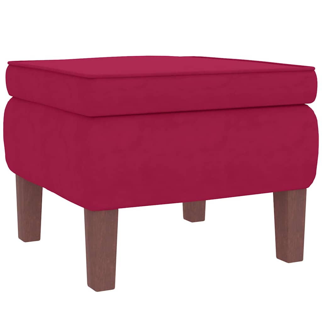 Fauteuil à bascule à oreilles en velours rouge vin bois massif - XIOS