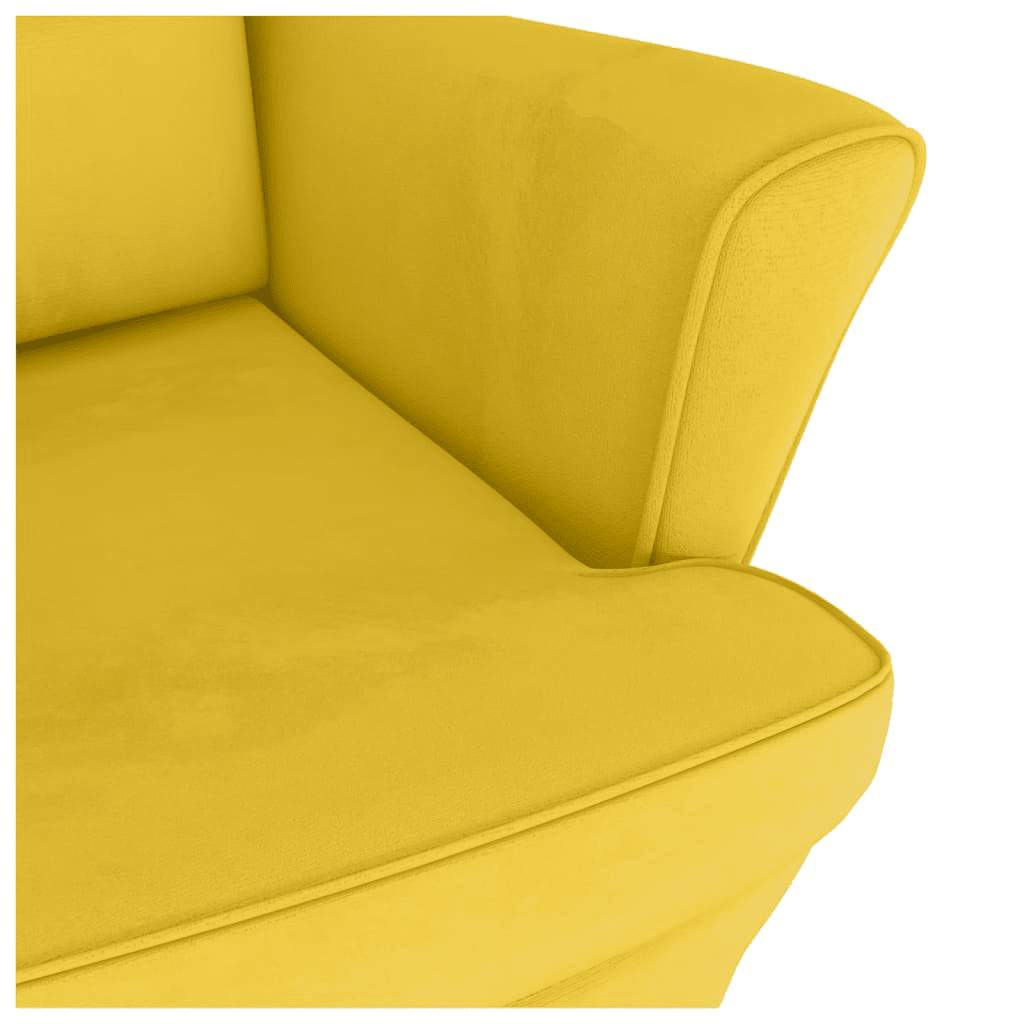 Fauteuil à bascule à oreilles en velours jaune bois massif - XIOS