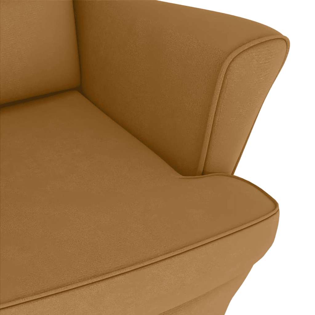 Fauteuil à bascule à oreilles en velours marron bois massif - XIOS