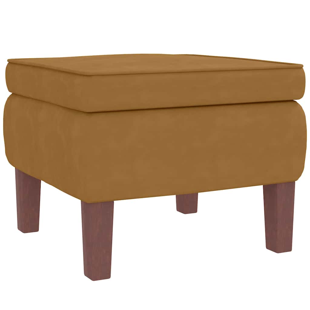 Fauteuil à bascule à oreilles en velours marron bois massif - XIOS