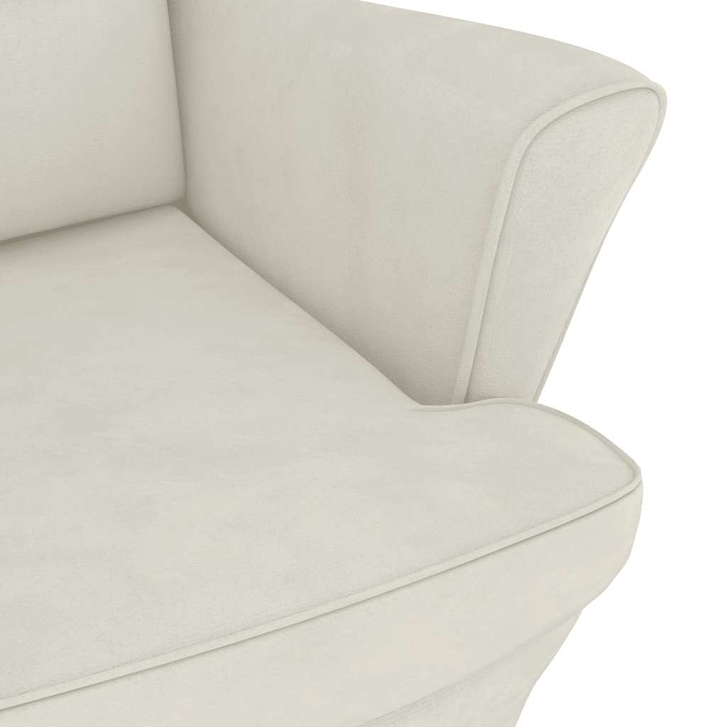 Fauteuil à bascule à oreilles en velours crème bois massif - XIOS
