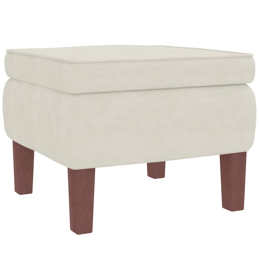 Fauteuil à bascule à oreilles en velours crème bois massif - XIOS