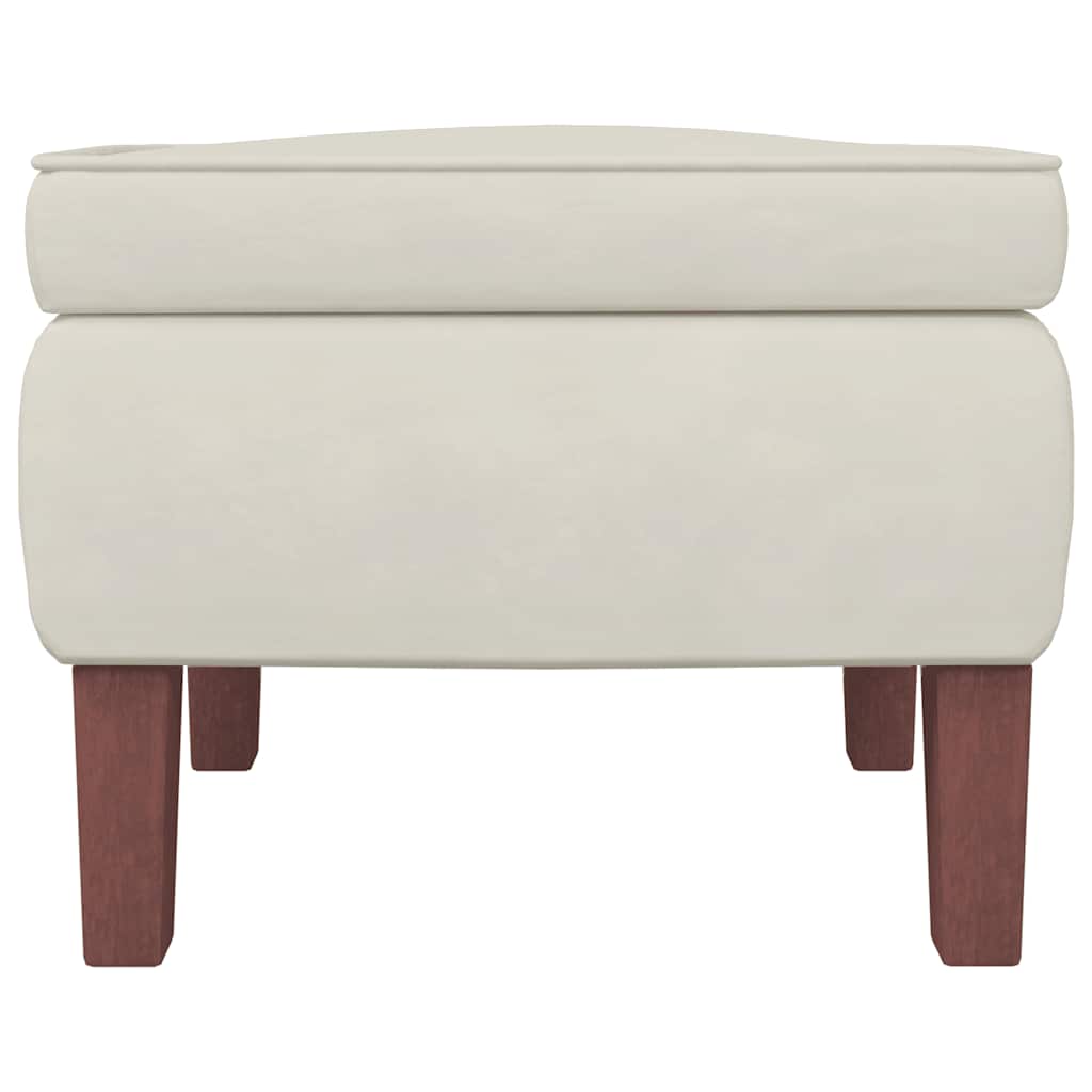 Fauteuil à bascule à oreilles en velours crème bois massif - XIOS