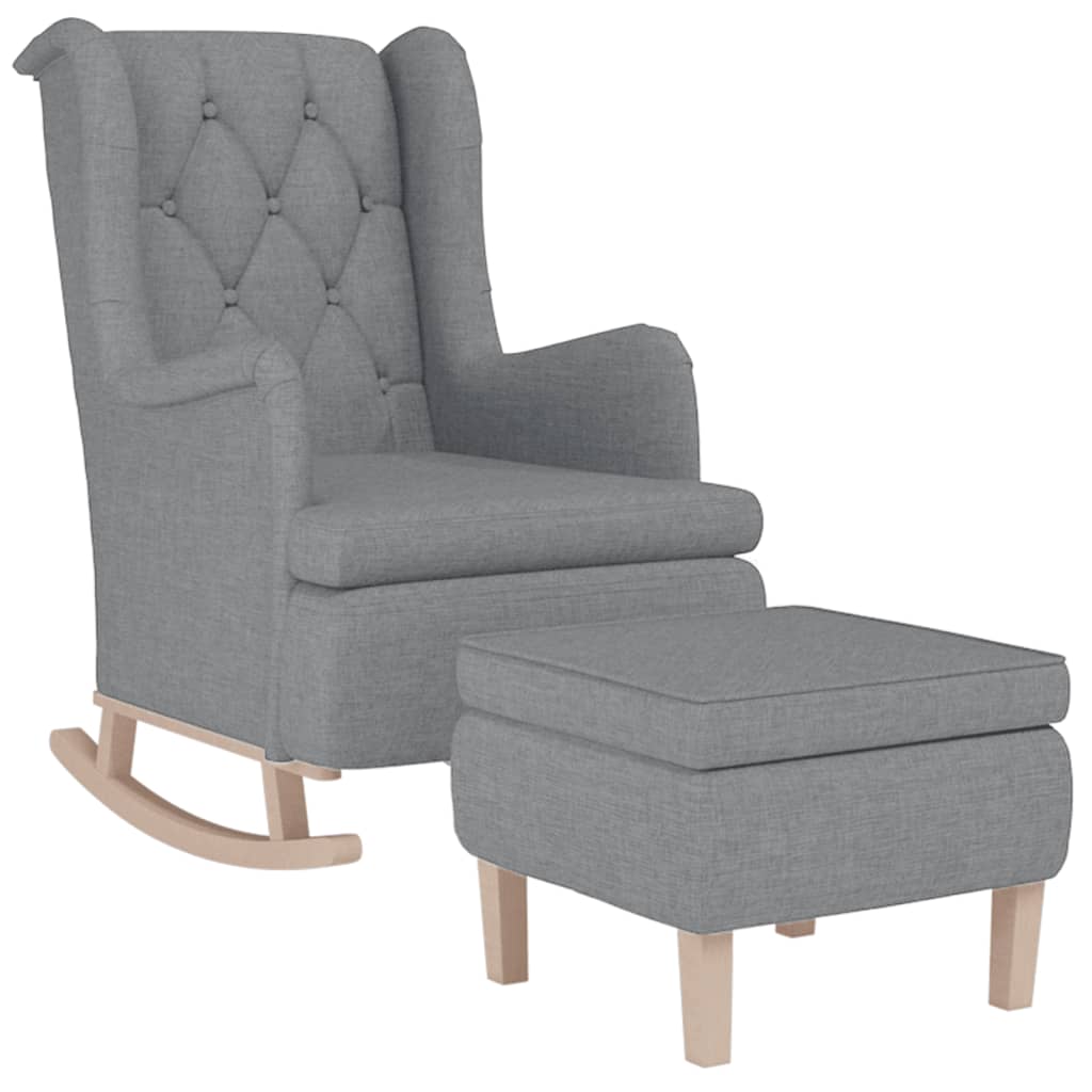 Fauteuil avec pieds à bascule et tabouret Gris clair Tissu - XIOS