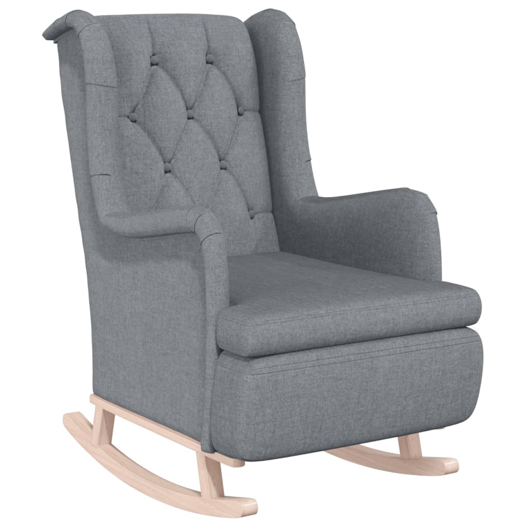 Fauteuil avec pieds à bascule et tabouret Gris clair Tissu - XIOS