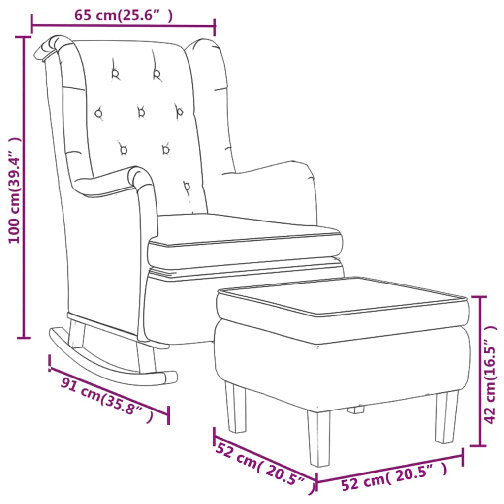 Fauteuil avec pieds à bascule et tabouret Gris clair Tissu - XIOS