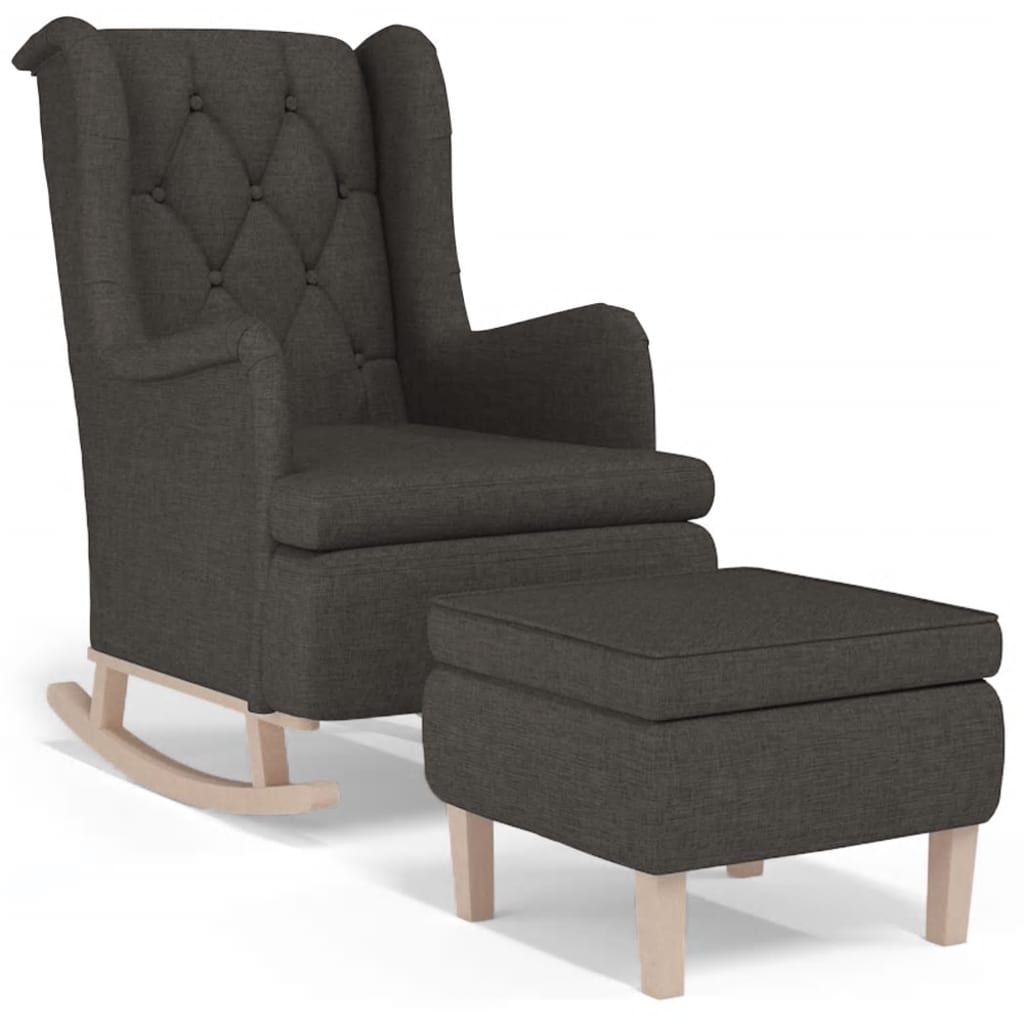 Fauteuil avec pieds à bascule et tabouret Gris foncé Tissu - XIOS
