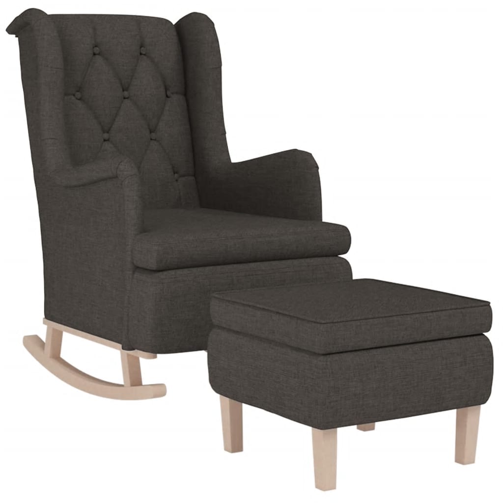 Fauteuil avec pieds à bascule et tabouret Gris foncé Tissu - XIOS