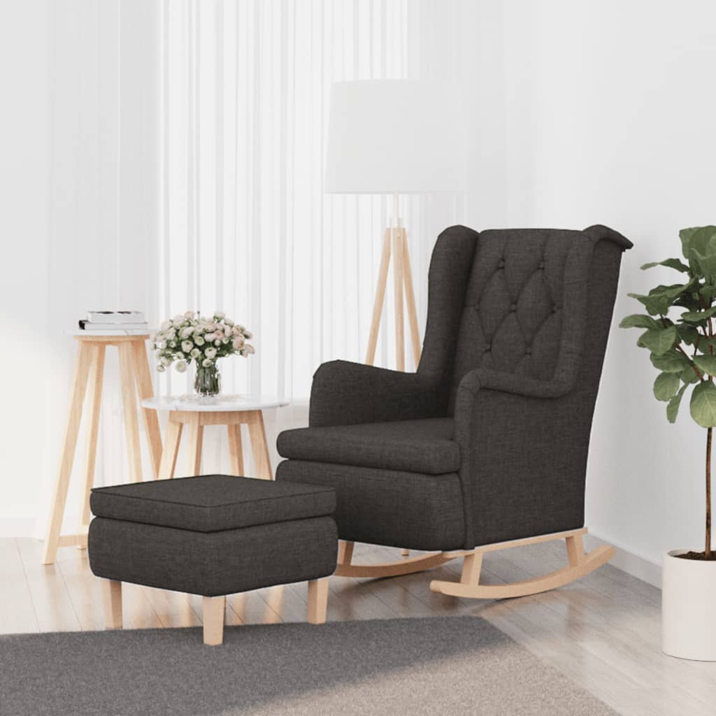 Fauteuil avec pieds à bascule et tabouret Gris foncé Tissu - XIOS