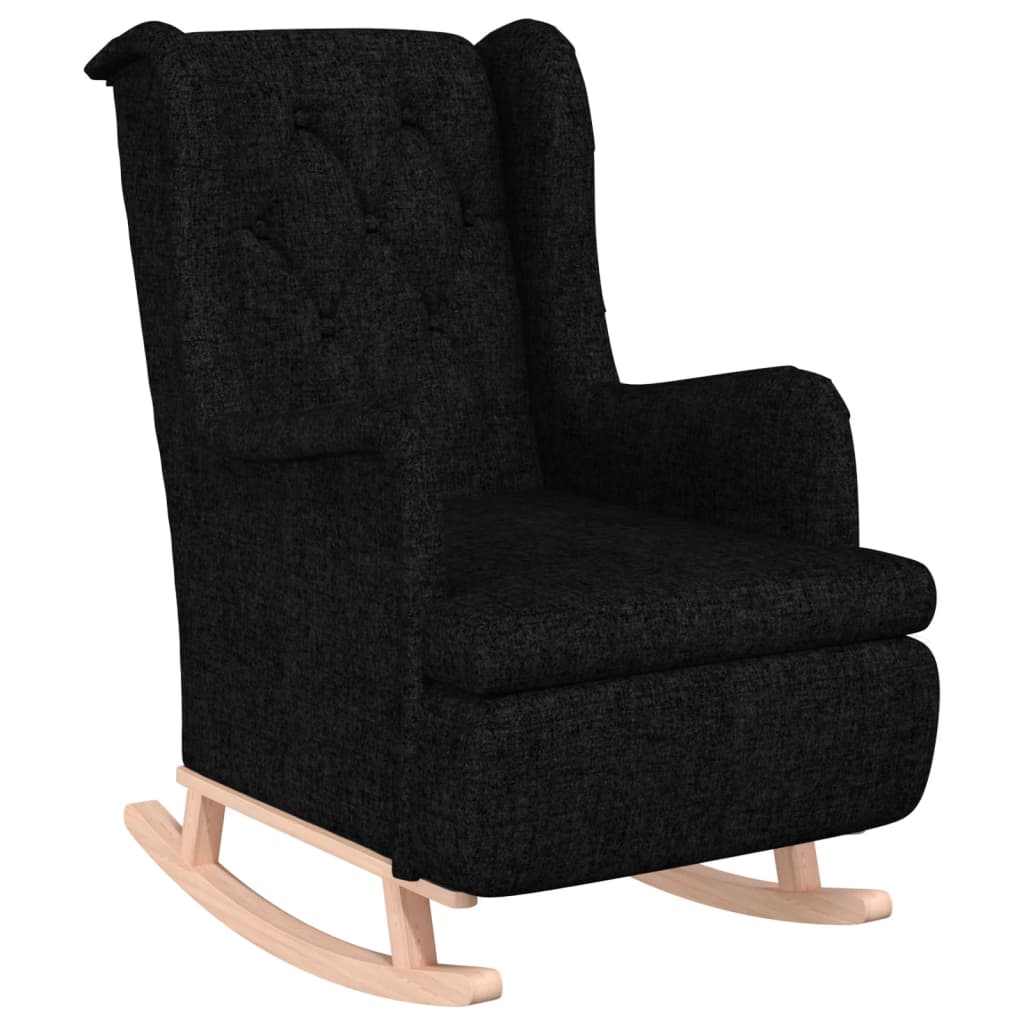 Fauteuil avec pieds à bascule et tabouret Noir Tissu - XIOS