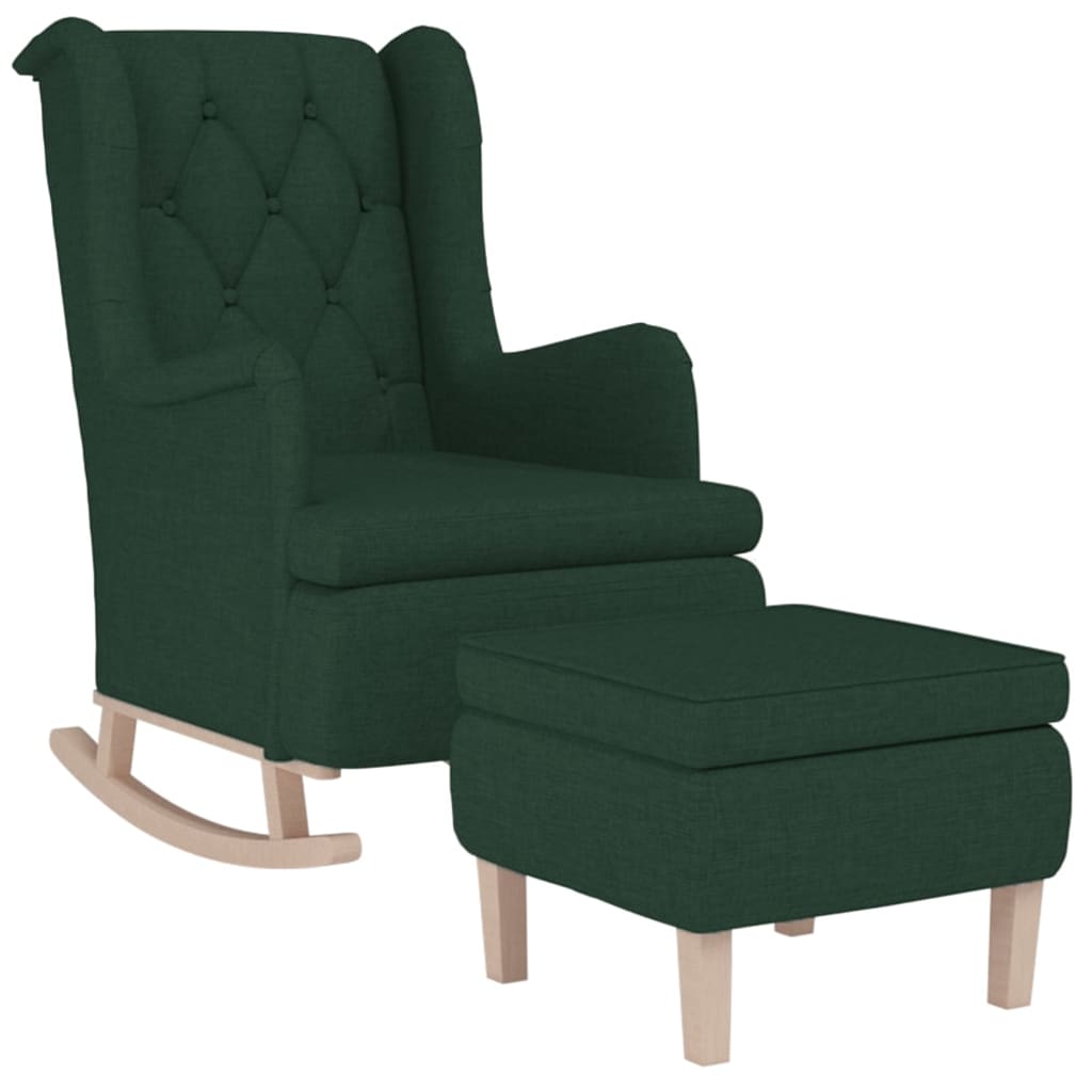 Fauteuil avec pieds à bascule et tabouret Vert foncé Tissu - XIOS